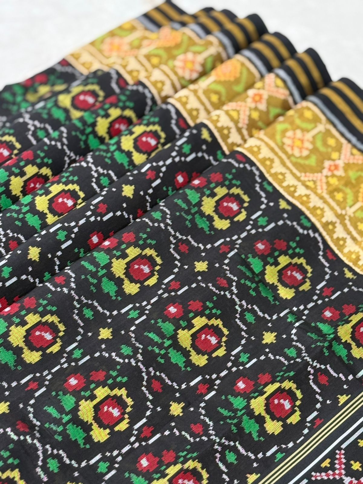 Black Gold Ikkat Silk Weave