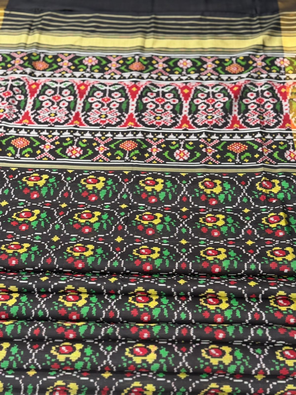 Black Gold Ikkat Silk Weave