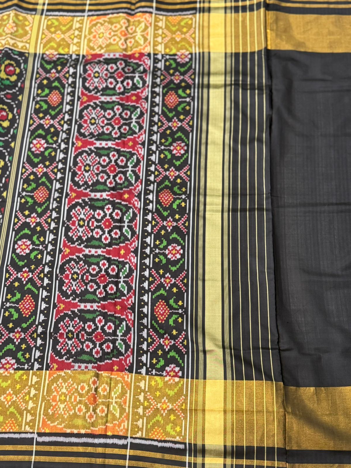 Black Gold Ikkat Silk Weave