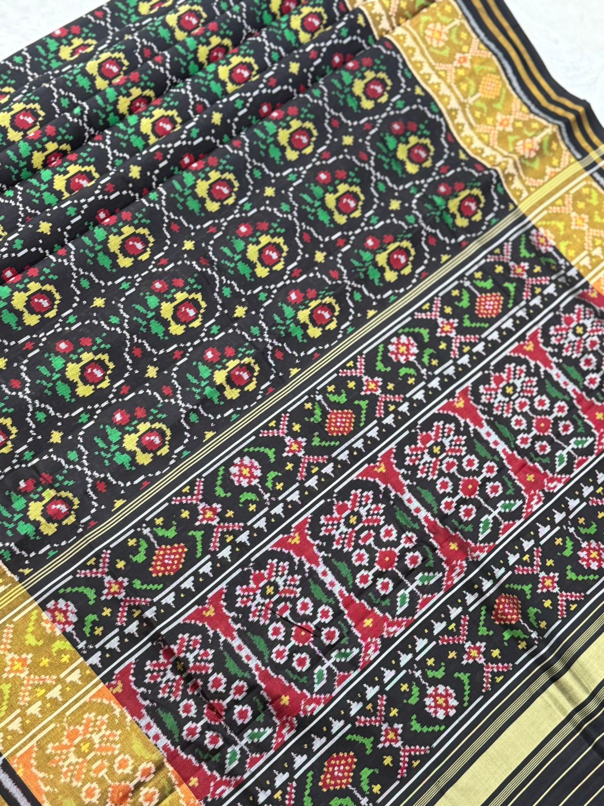 Black Gold Ikkat Silk Weave