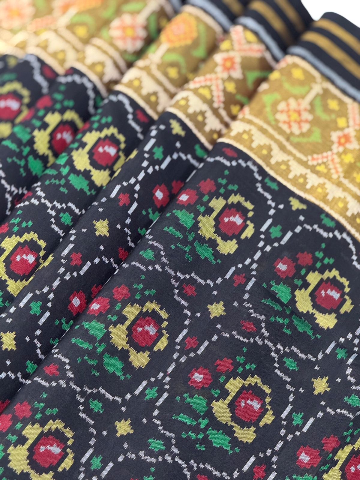 Black Gold Ikkat Silk Weave