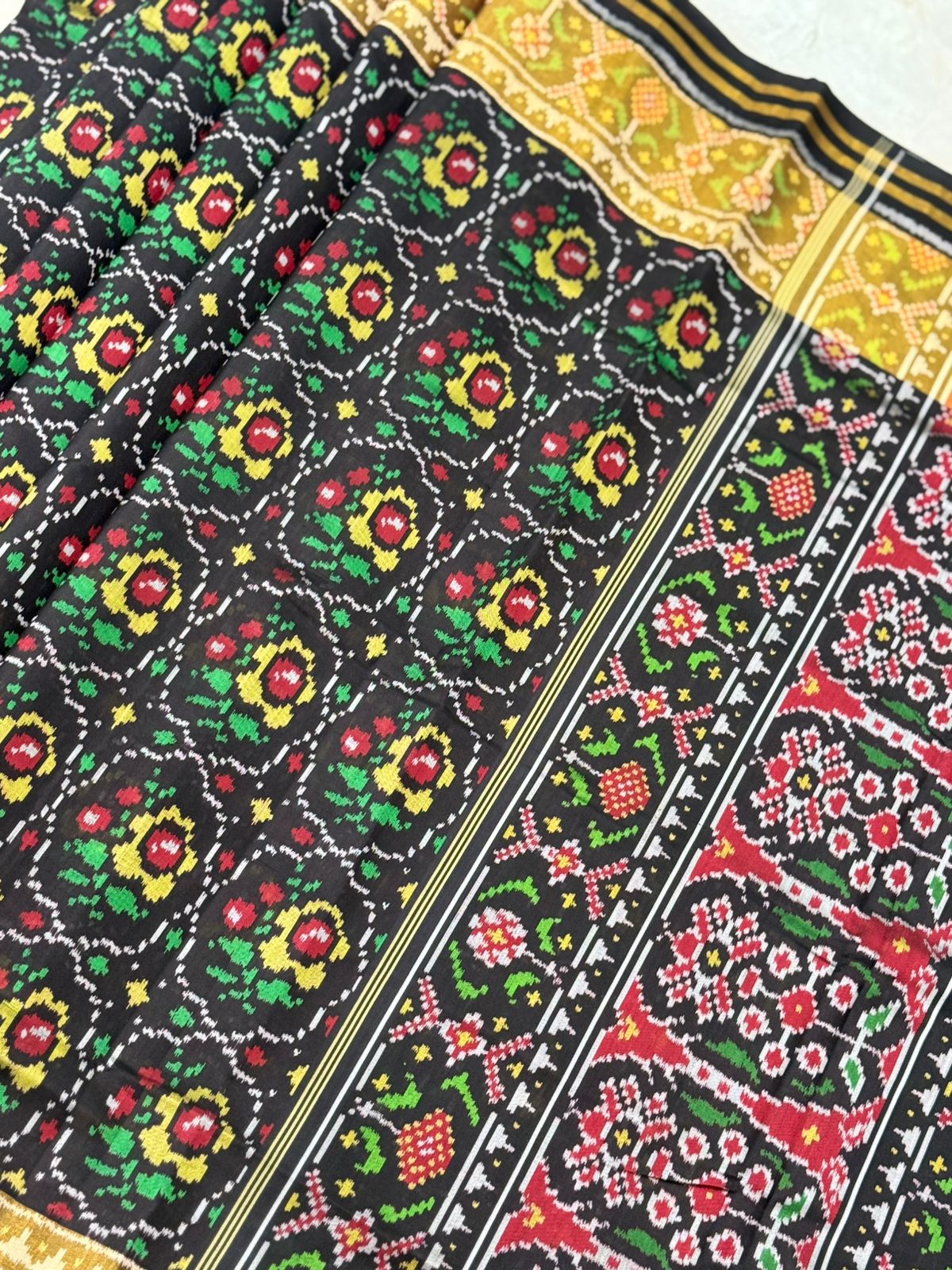 Black Gold Ikkat Silk Weave