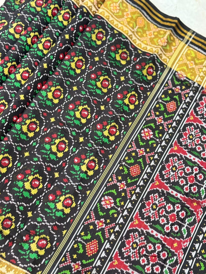 Black Gold Ikkat Silk Weave