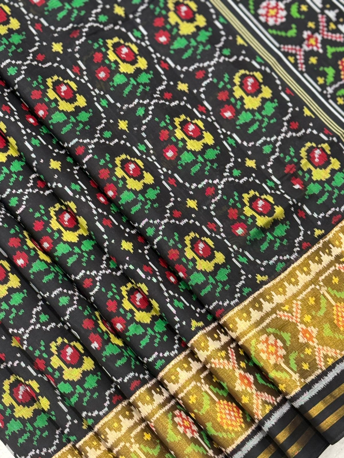 Black Gold Ikkat Silk Weave