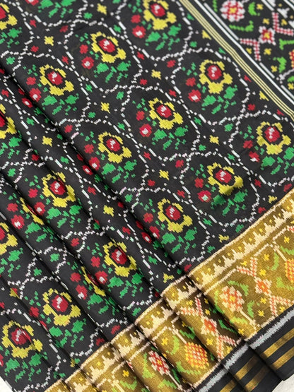 Black Gold Ikkat Silk Weave