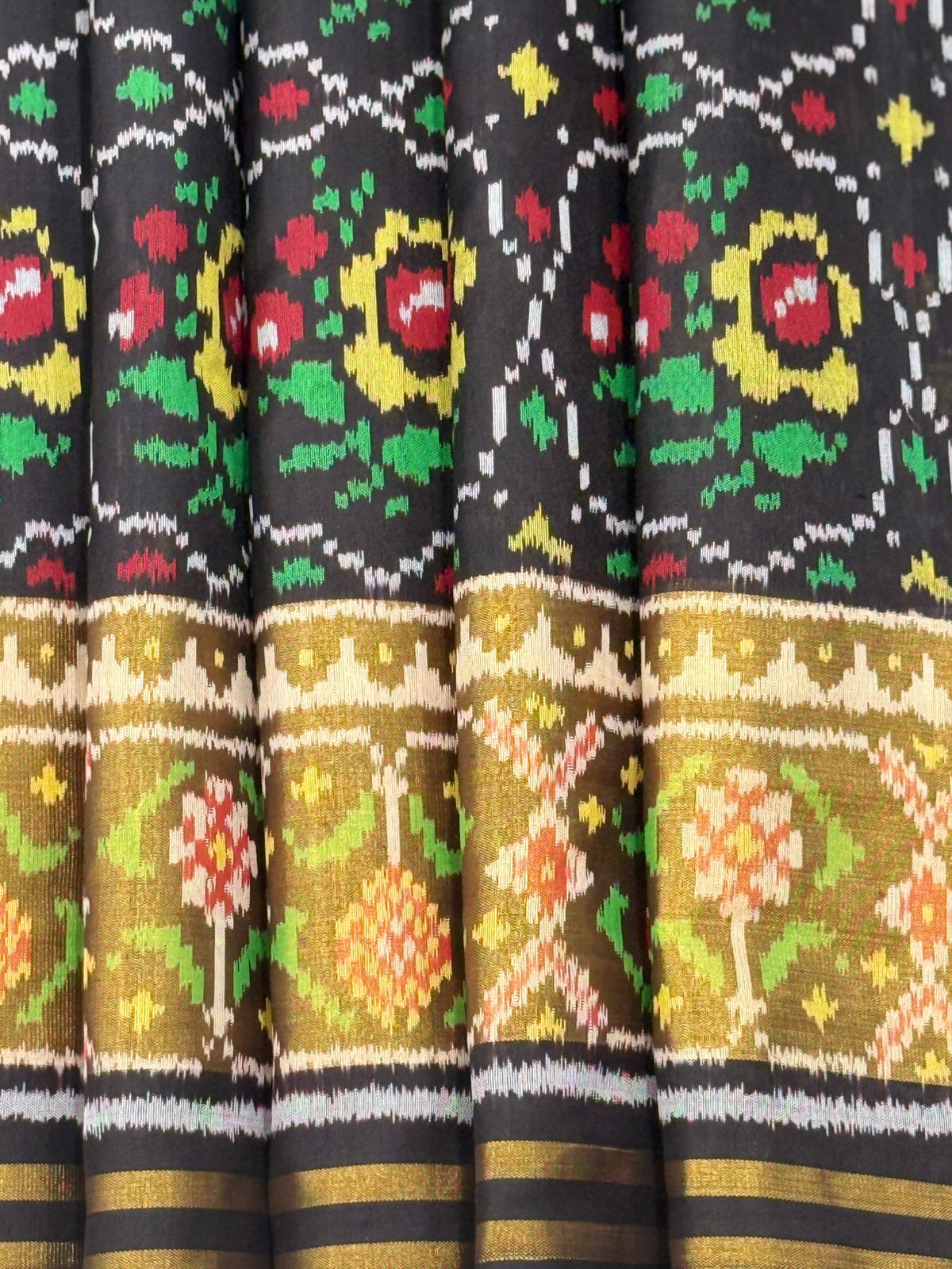 Black Gold Ikkat Silk Weave