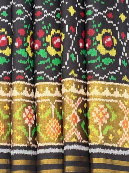 Black Gold Ikkat Silk Weave