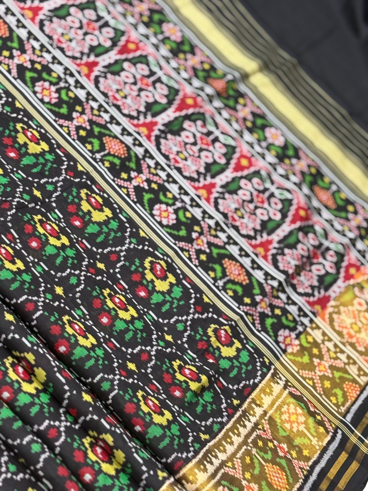 Black Gold Ikkat Silk Weave