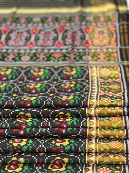 Black Gold Ikkat Silk Weave