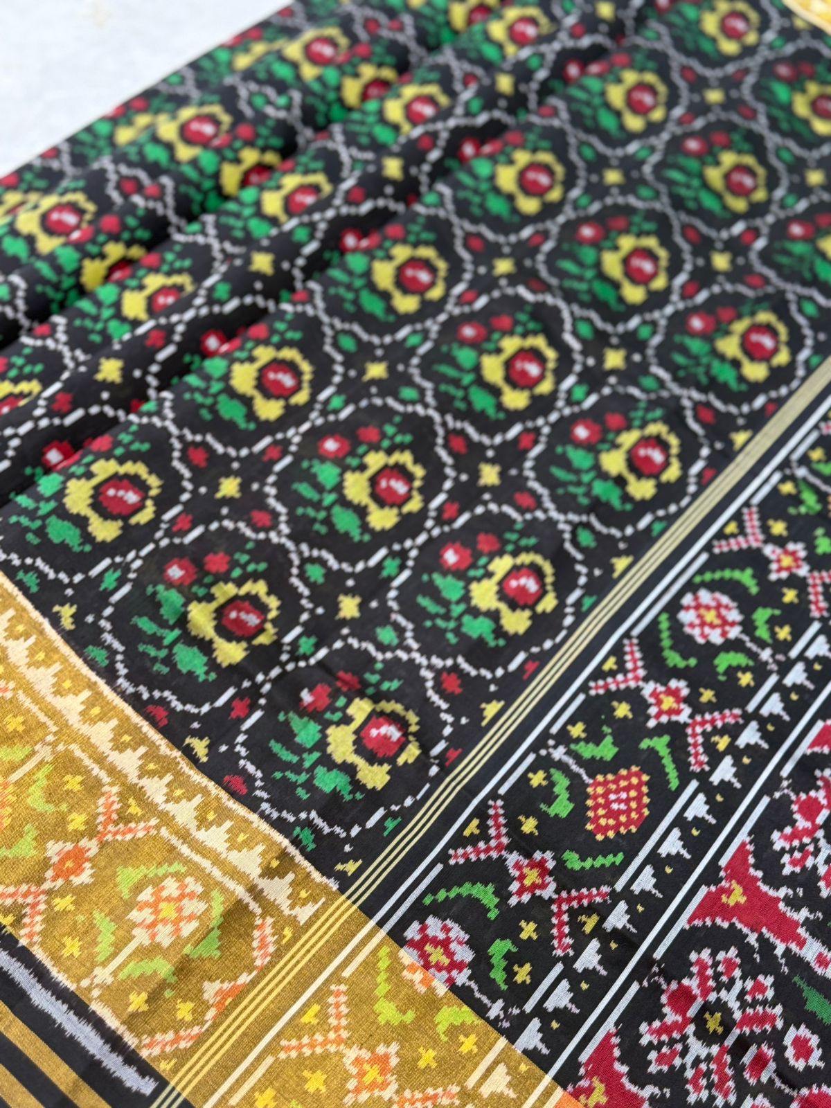 Black Gold Ikkat Silk Weave