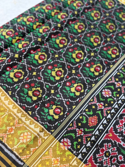 Black Gold Ikkat Silk Weave