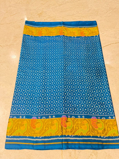 Cobalt Blue Peacock Ikkat Silk Elegance