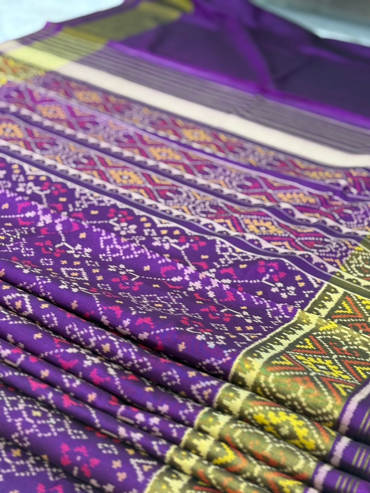 Timeless Violet Ikkat Heirloom Saree