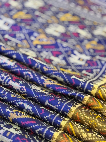 Royal Blue Ikkat Silk Grandeur