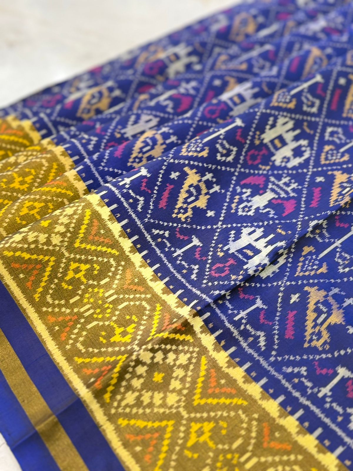 Royal Blue Ikkat Silk Grandeur
