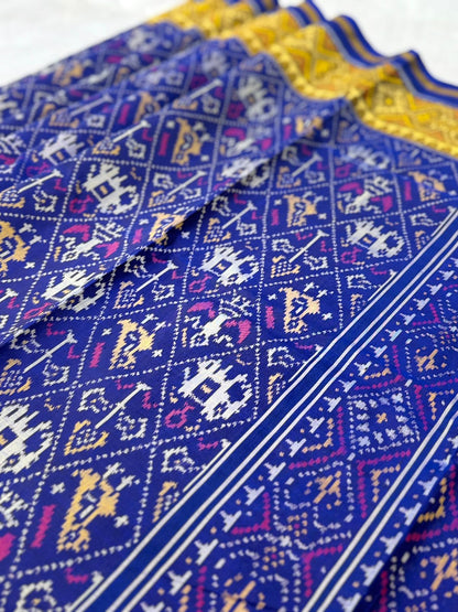 Royal Blue Ikkat Silk Grandeur