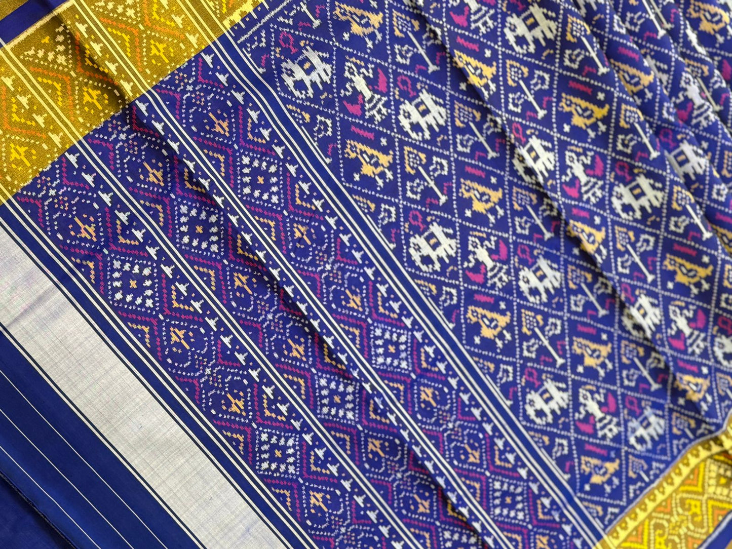 Royal Blue Ikkat Silk Grandeur