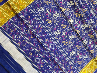 Royal Blue Ikkat Silk Grandeur