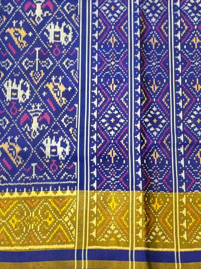 Royal Blue Ikkat Silk Grandeur