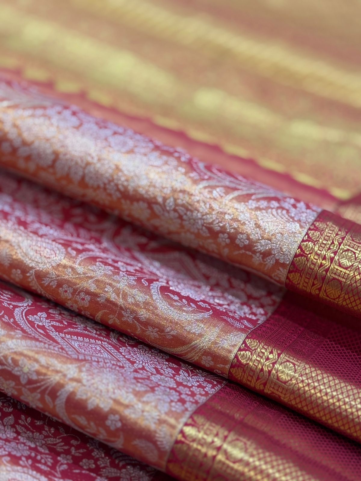 Reddish Orange Peacock Temple Weave