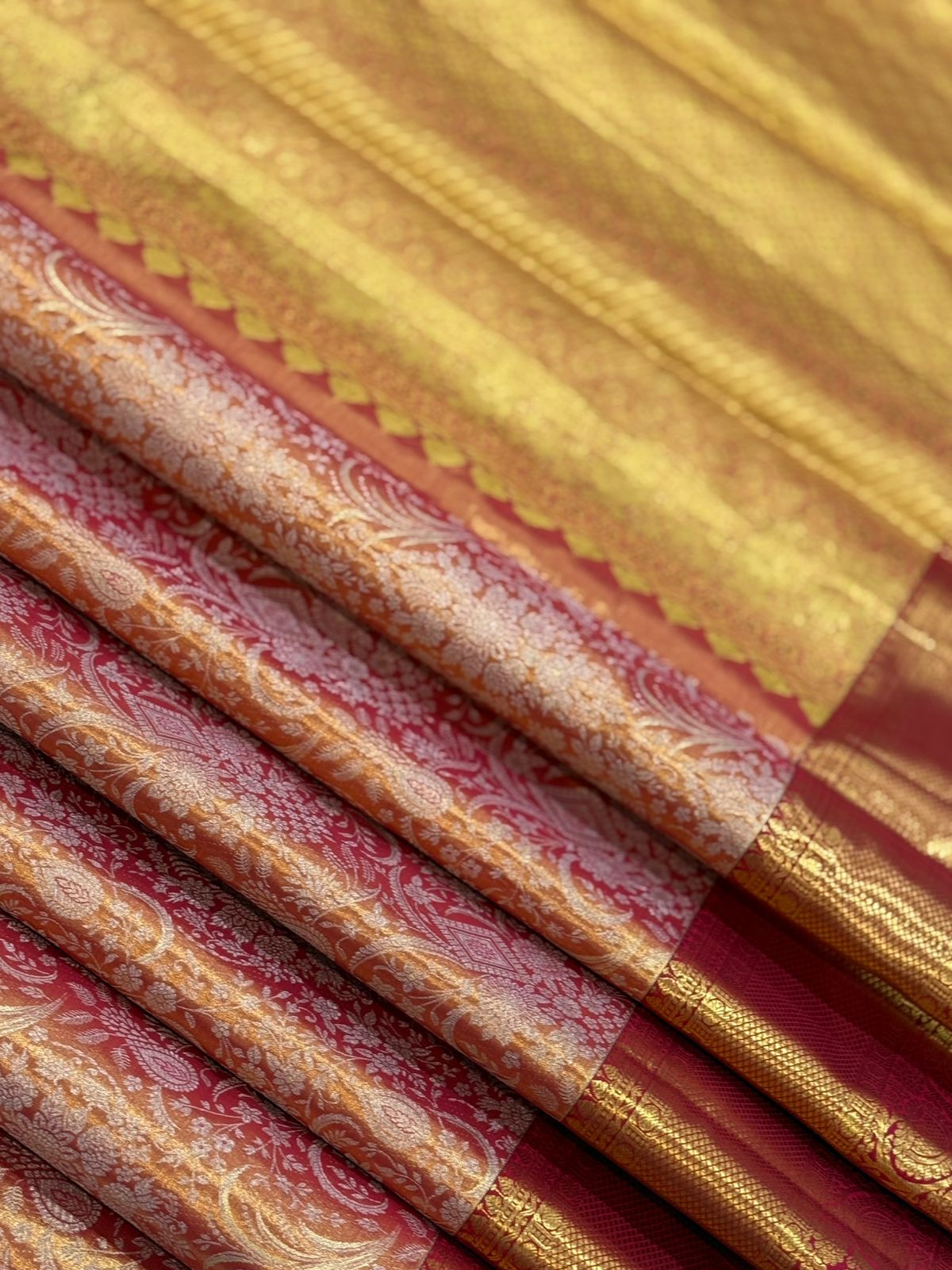 Reddish Orange Peacock Temple Weave