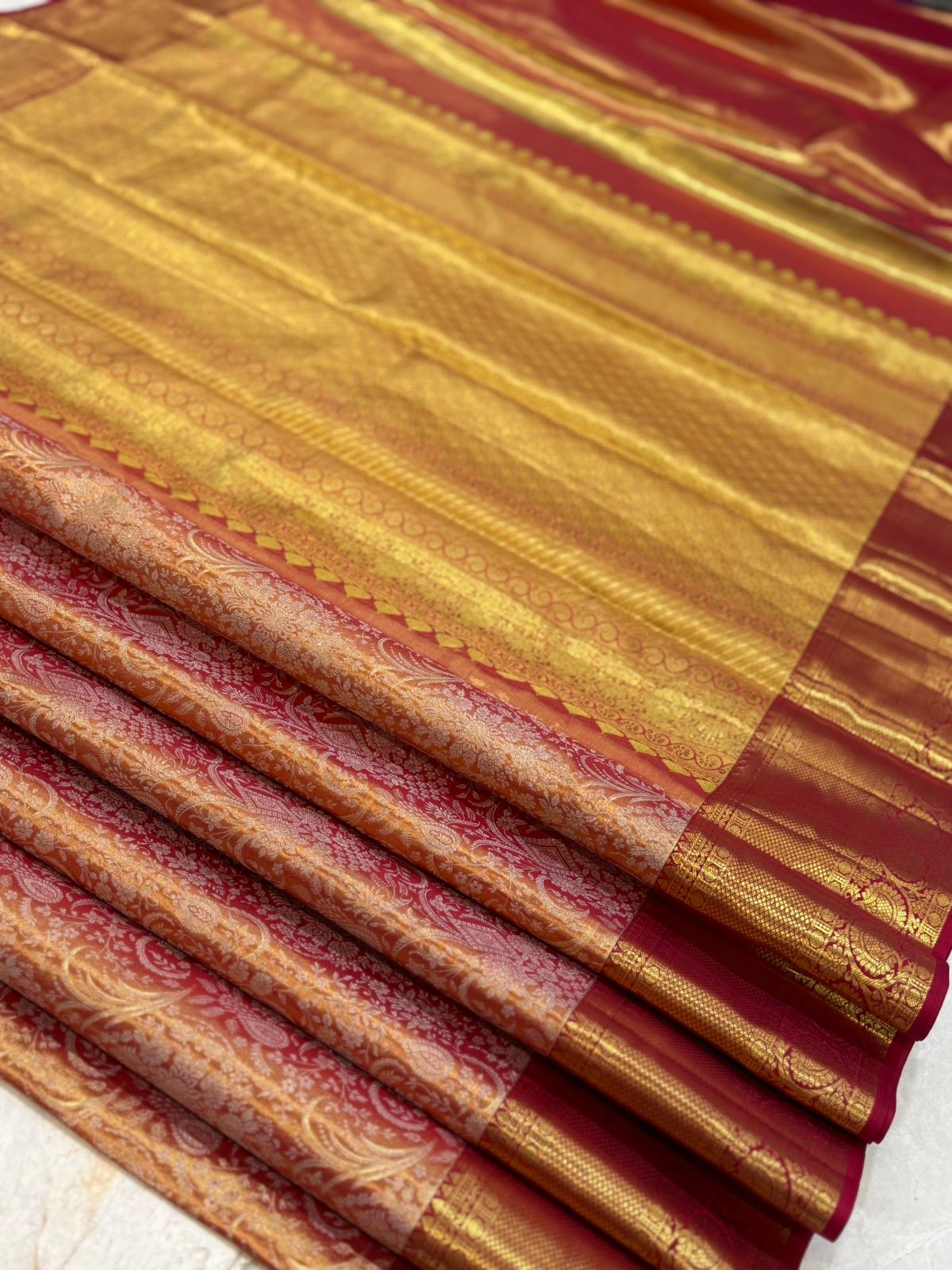 Reddish Orange Peacock Temple Weave