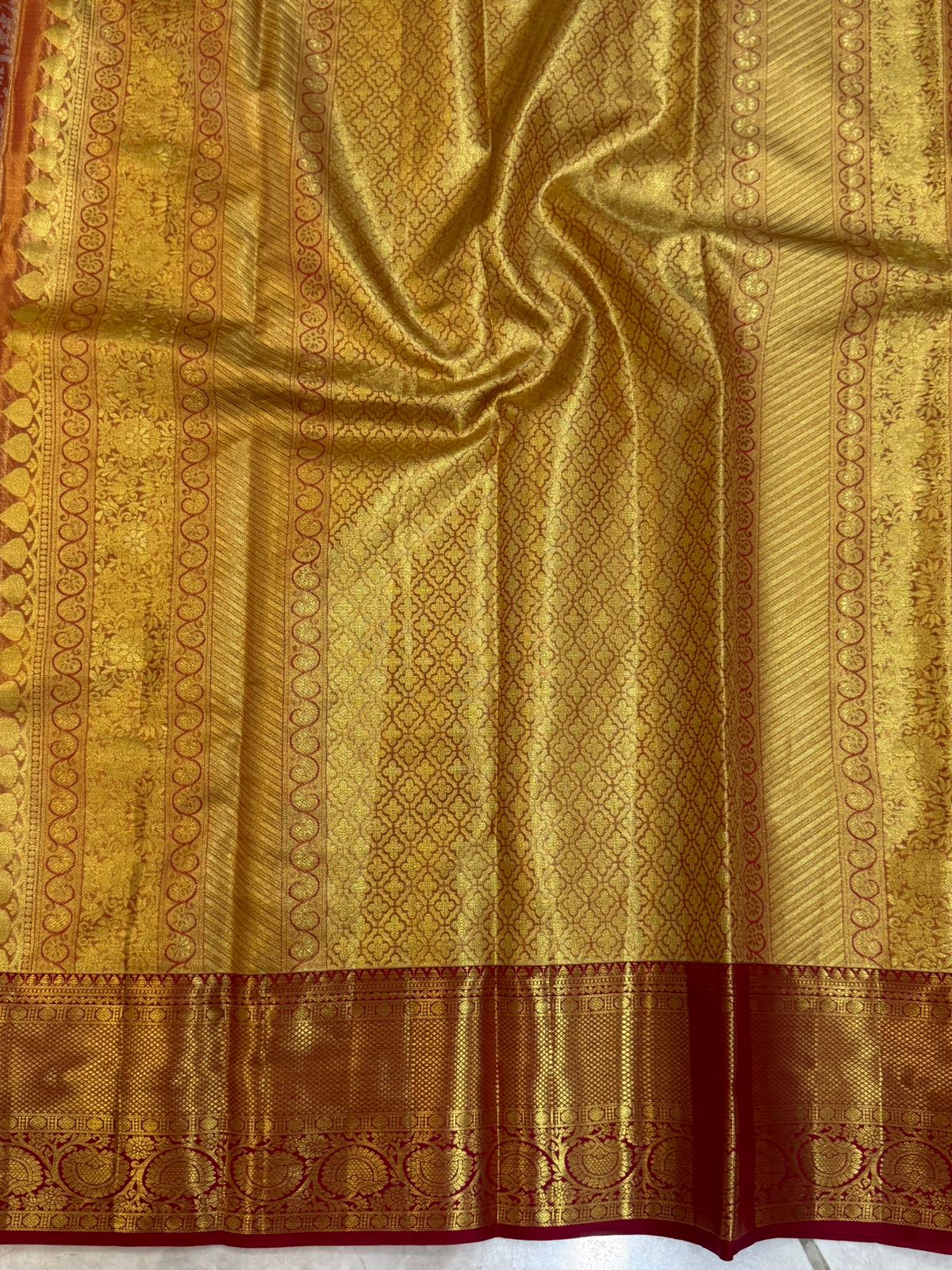 Reddish Orange Peacock Temple Weave