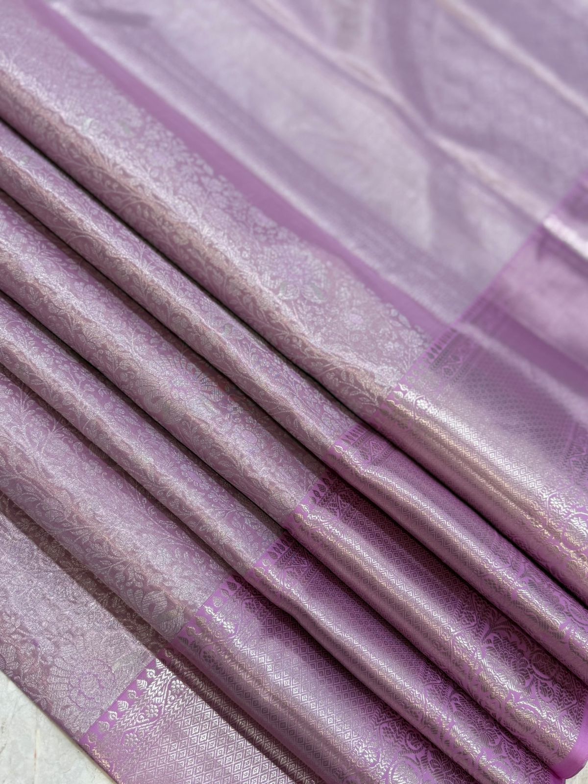 Soft Pink Diamond Motif Kanjivaram