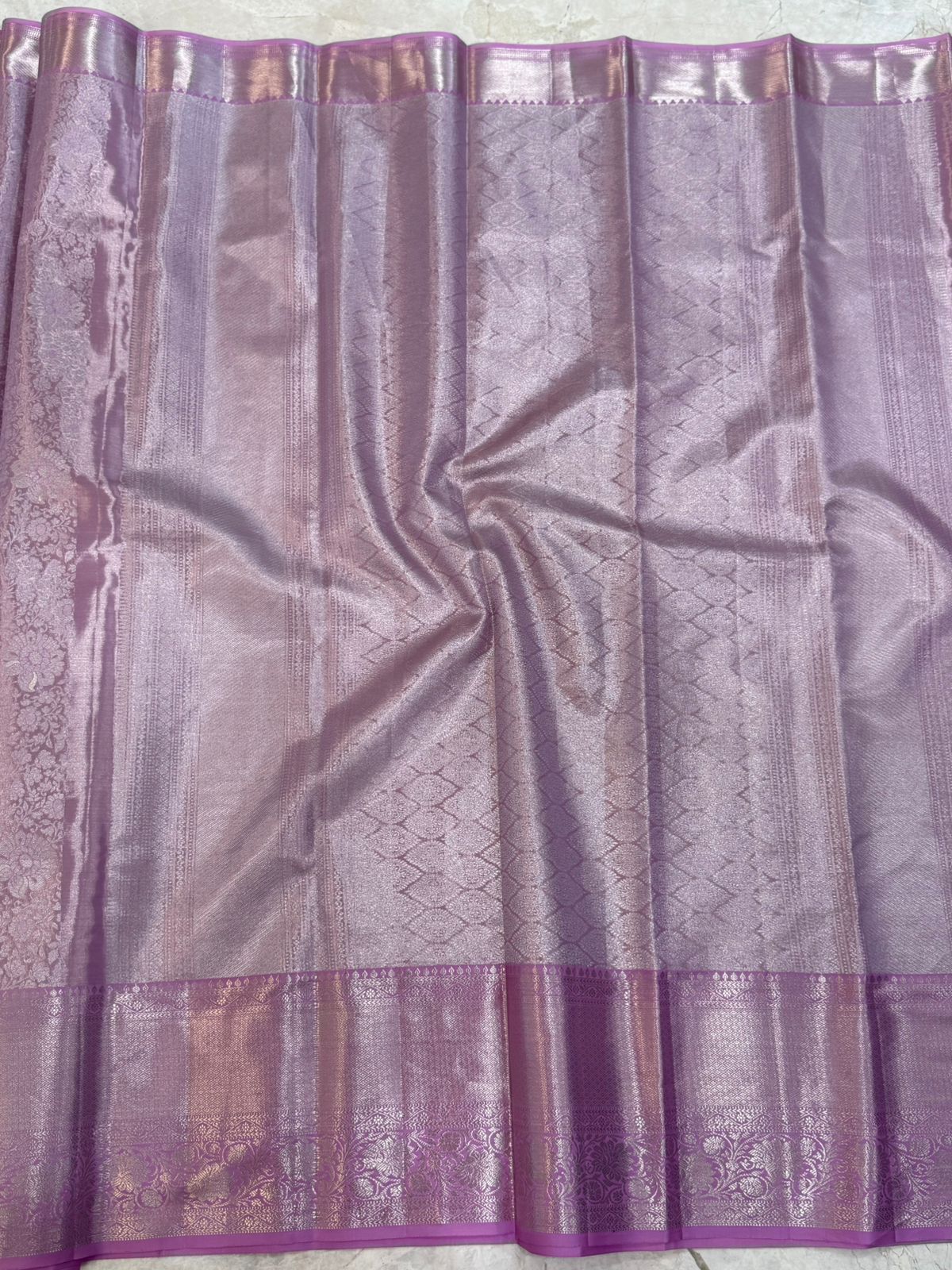 Soft Pink Diamond Motif Kanjivaram