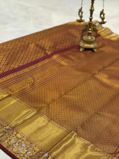 Regal Brown Golden Zari Kanjivaram