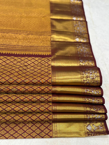 Regal Brown Golden Zari Kanjivaram