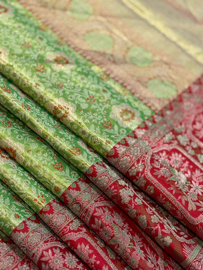 Parrot Green Crimson Kanjivaram