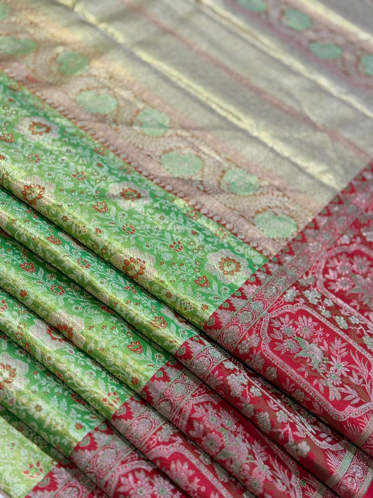 Parrot Green Crimson Kanjivaram