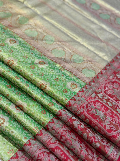 Parrot Green Crimson Kanjivaram