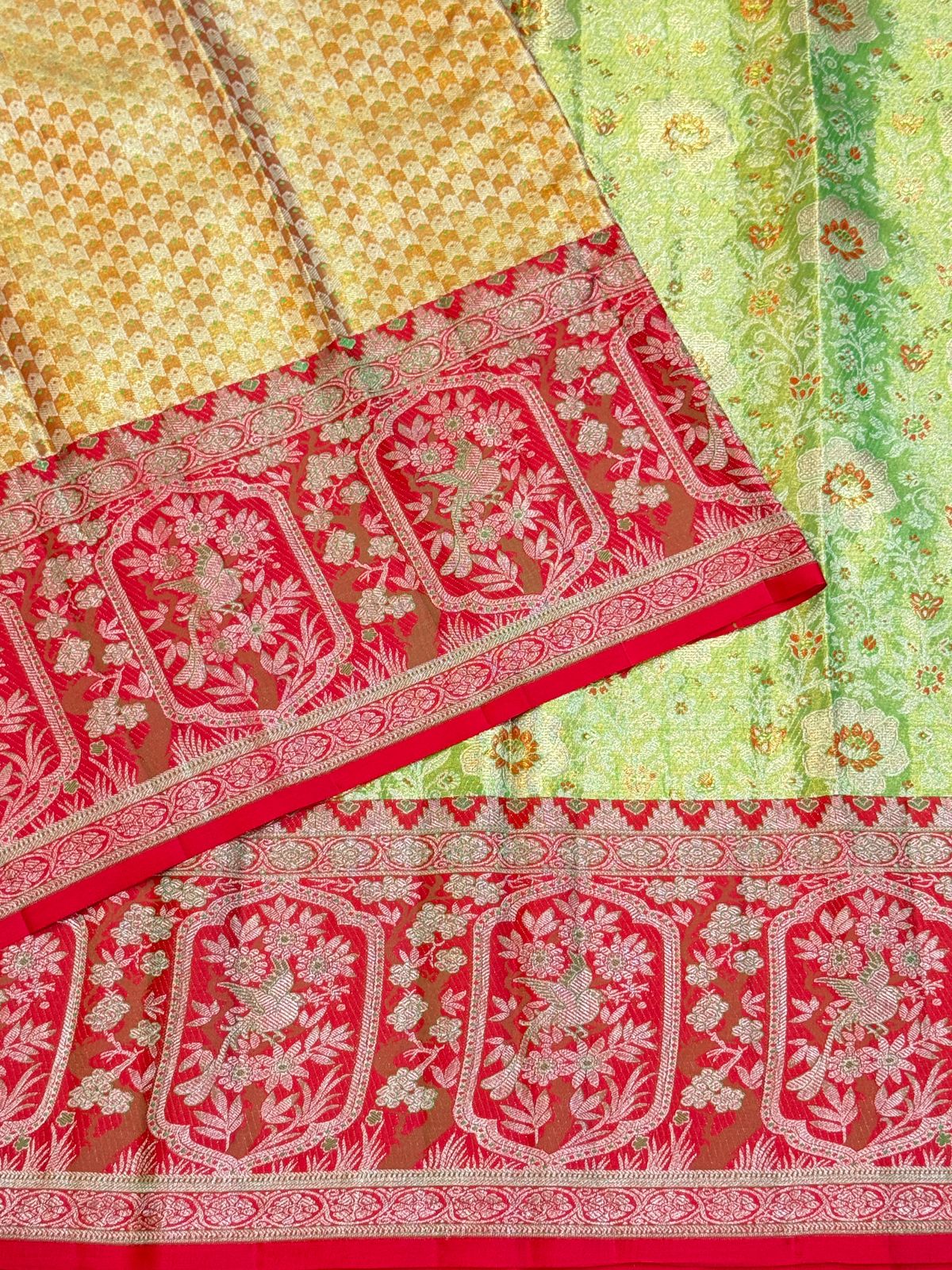 Parrot Green Crimson Kanjivaram