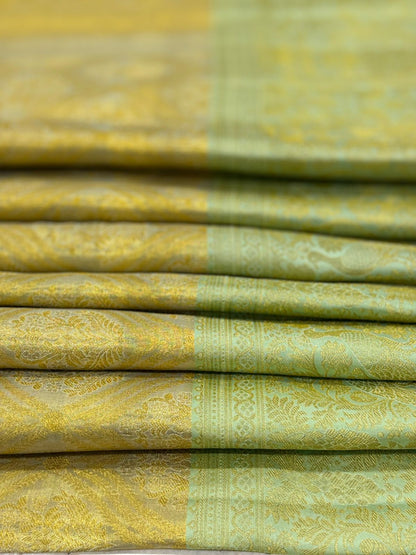 Pastel Green Peacock Zari Kanjivaram