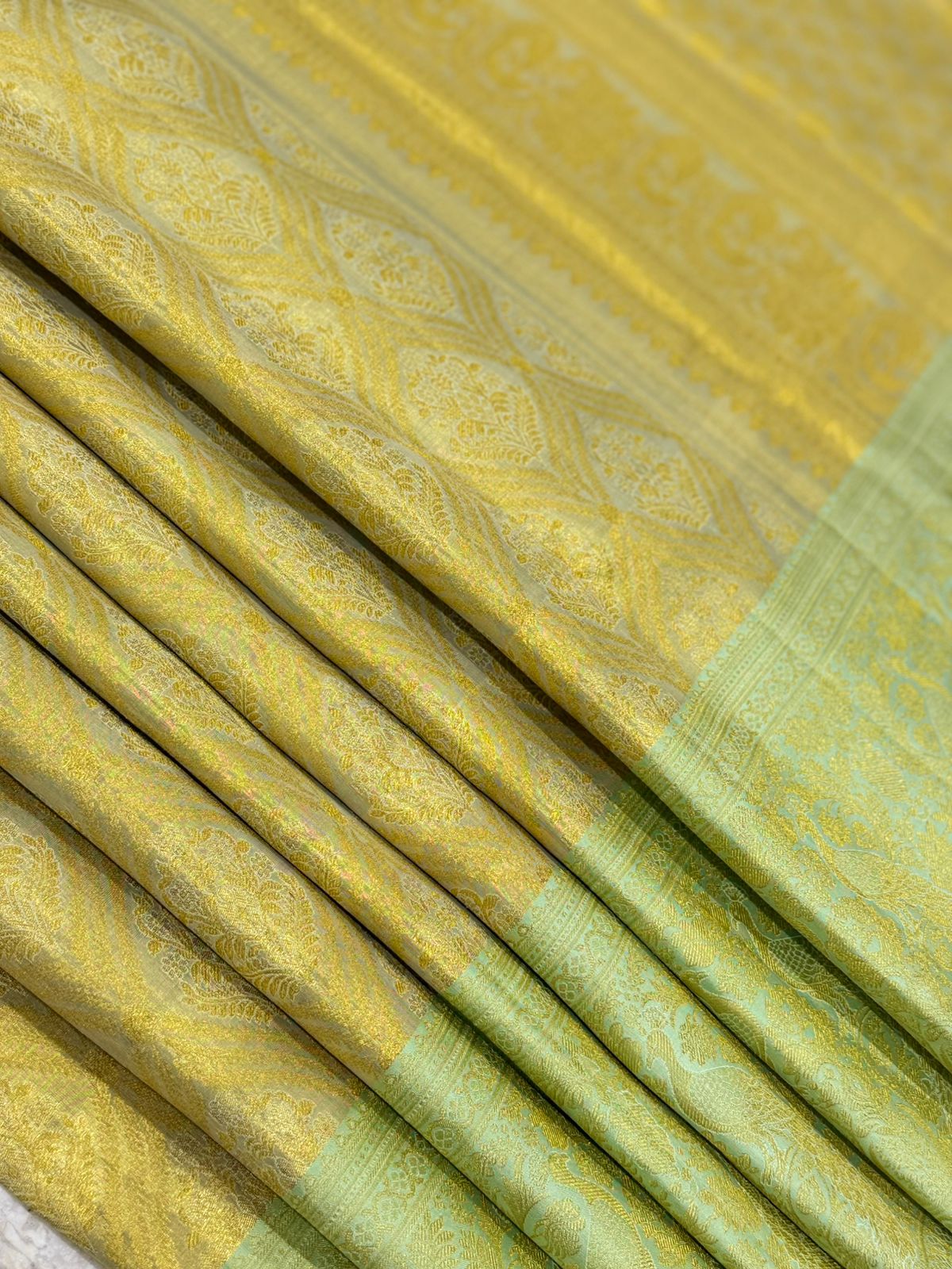 Pastel Green Peacock Zari Kanjivaram