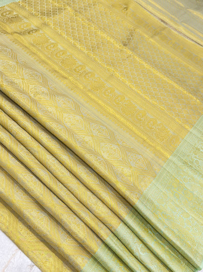 Pastel Green Peacock Zari Kanjivaram