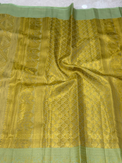 Pastel Green Peacock Zari Kanjivaram