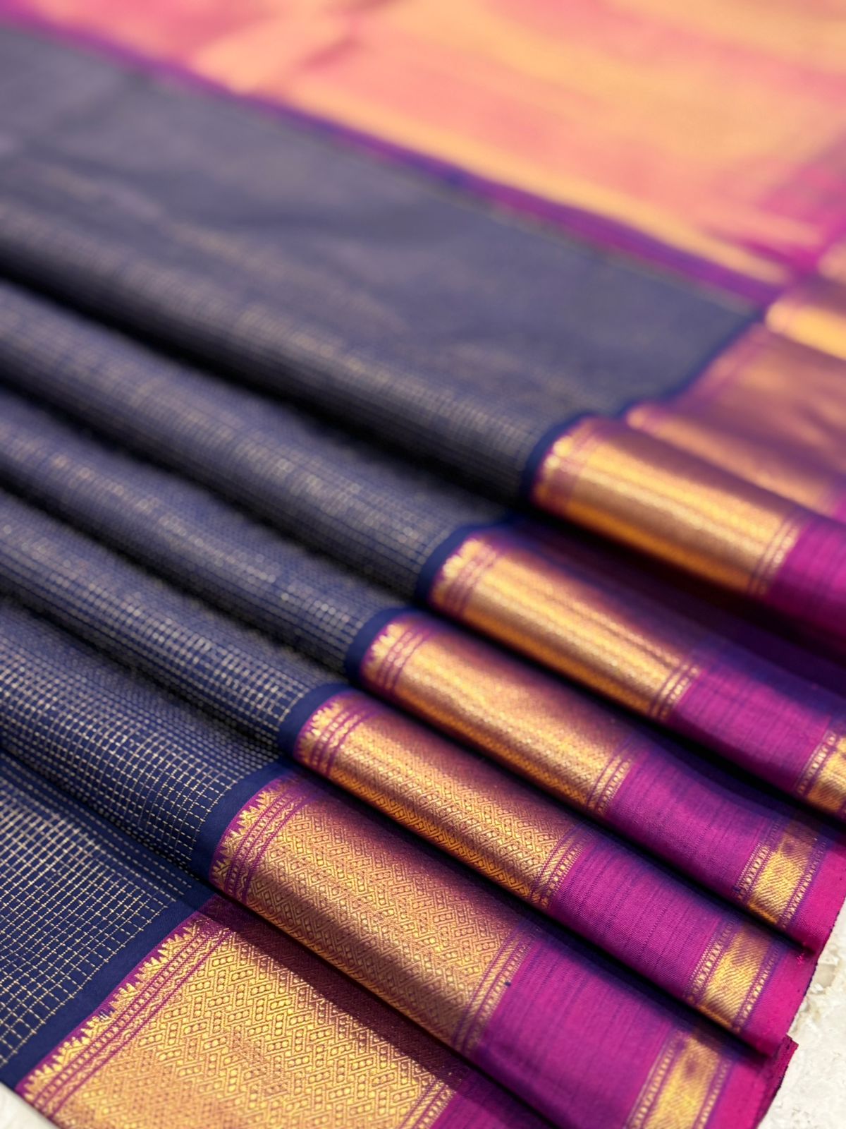 Navy Gold Magenta Kanjivaram