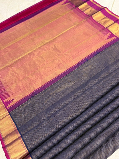 Navy Gold Magenta Kanjivaram