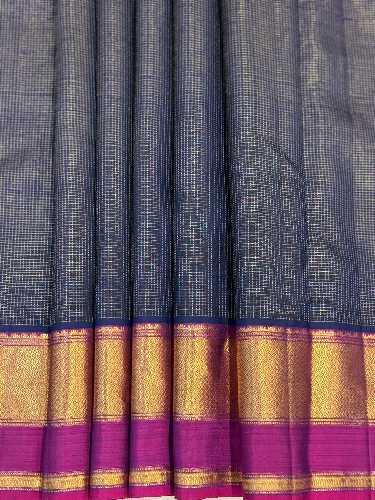Navy Gold Magenta Kanjivaram