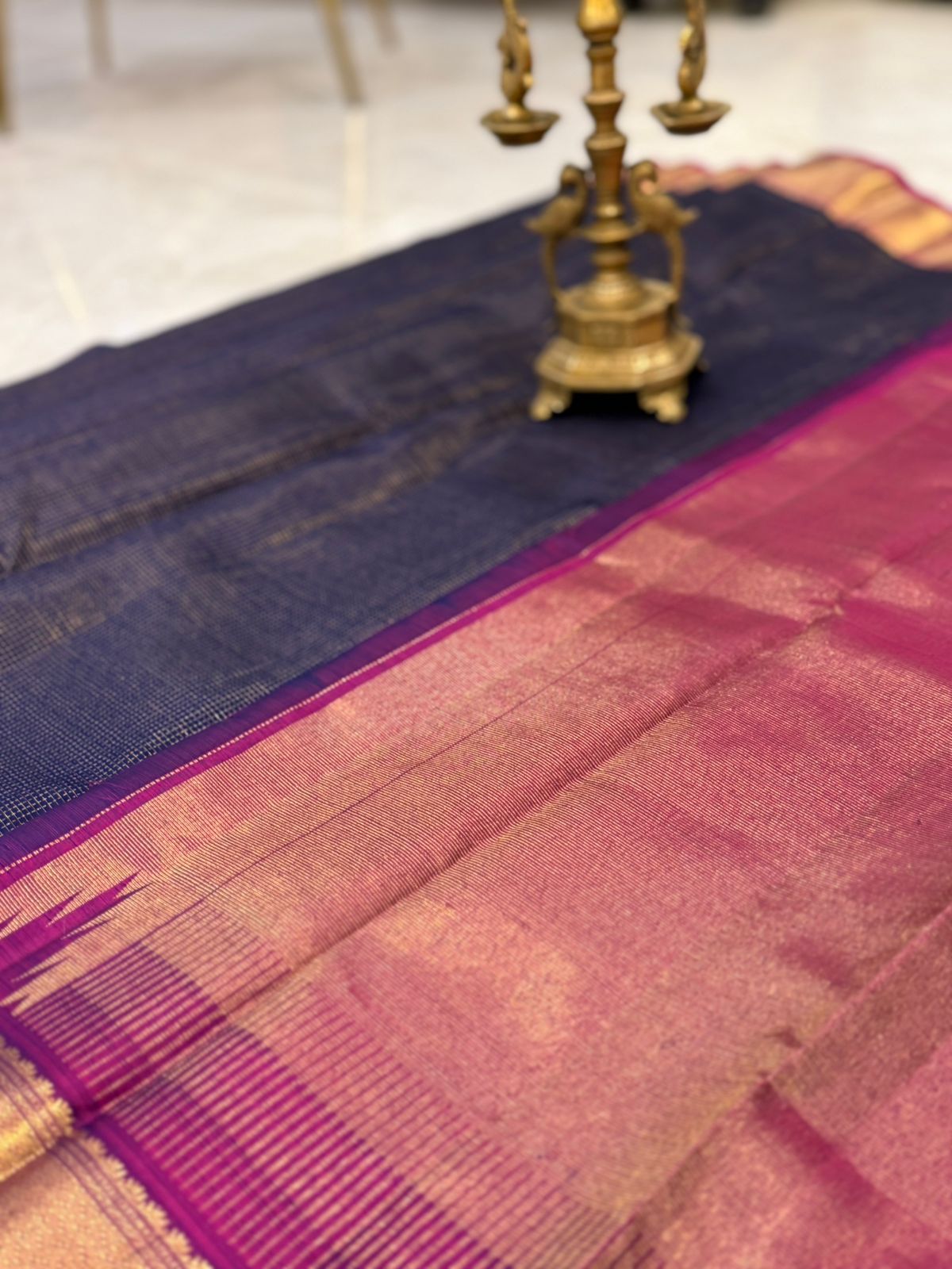 Navy Gold Magenta Kanjivaram