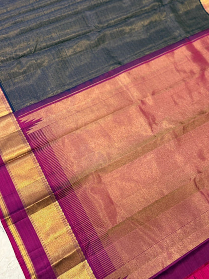 Navy Gold Magenta Kanjivaram