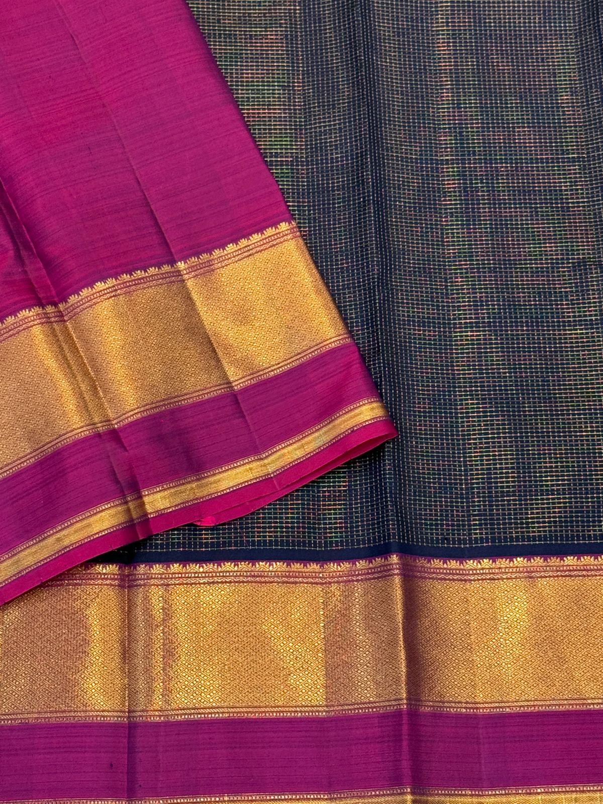 Navy Gold Magenta Kanjivaram