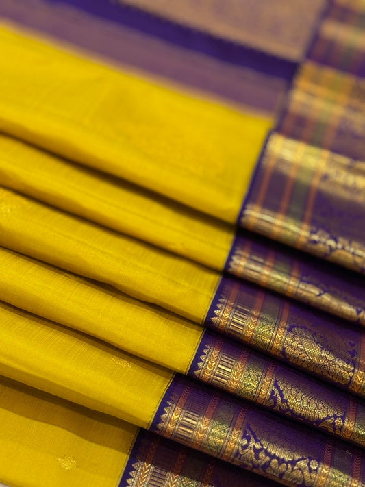 Handwoven Mustard Gold Kanjivaram Saree