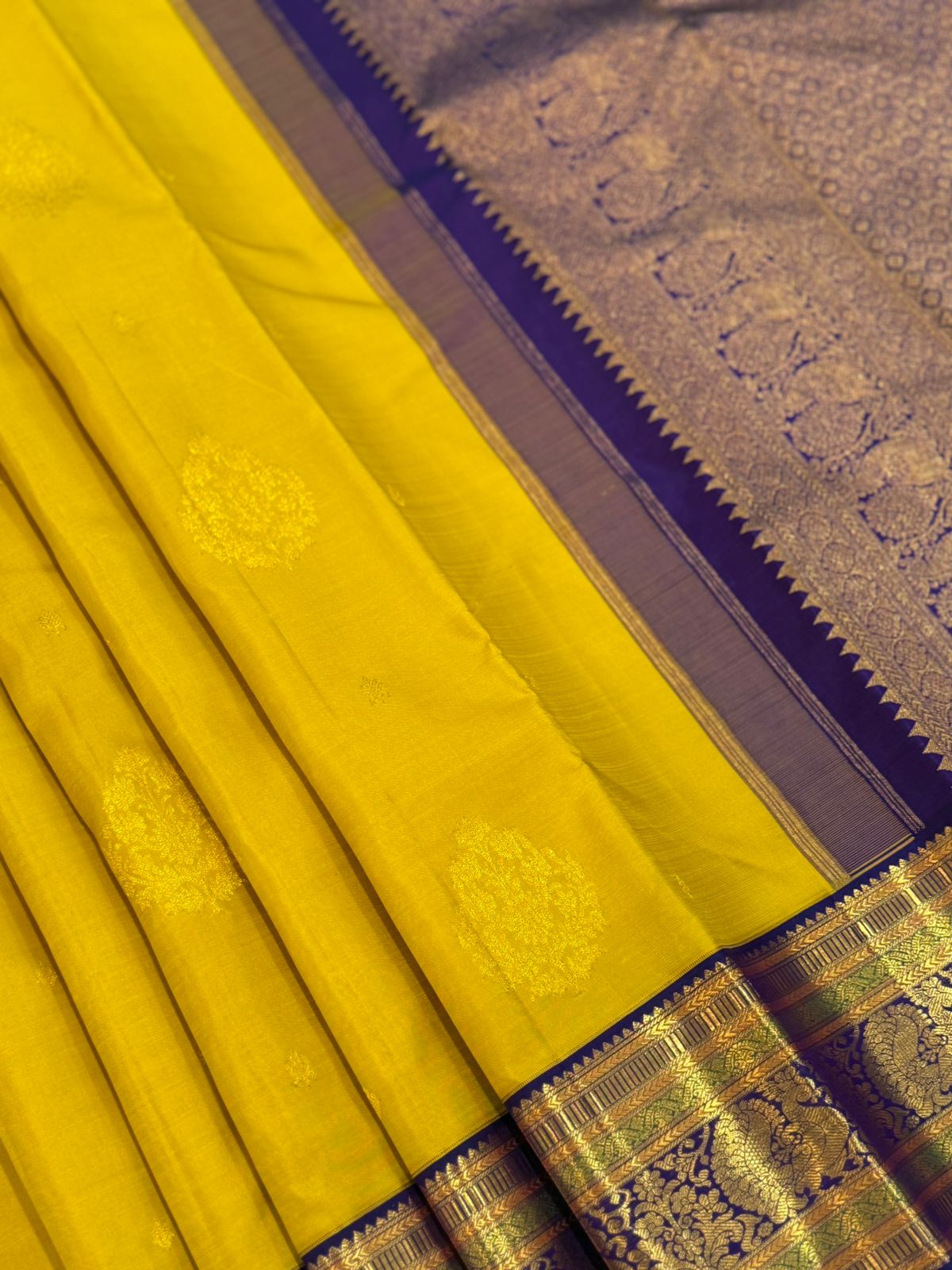 Handwoven Mustard Gold Kanjivaram Saree