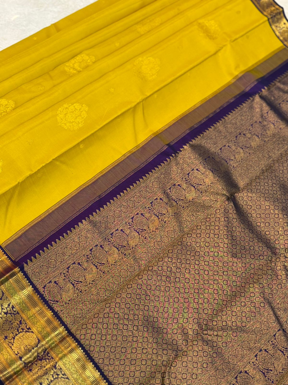 Handwoven Mustard Gold Kanjivaram Saree