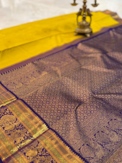 Handwoven Mustard Gold Kanjivaram Saree