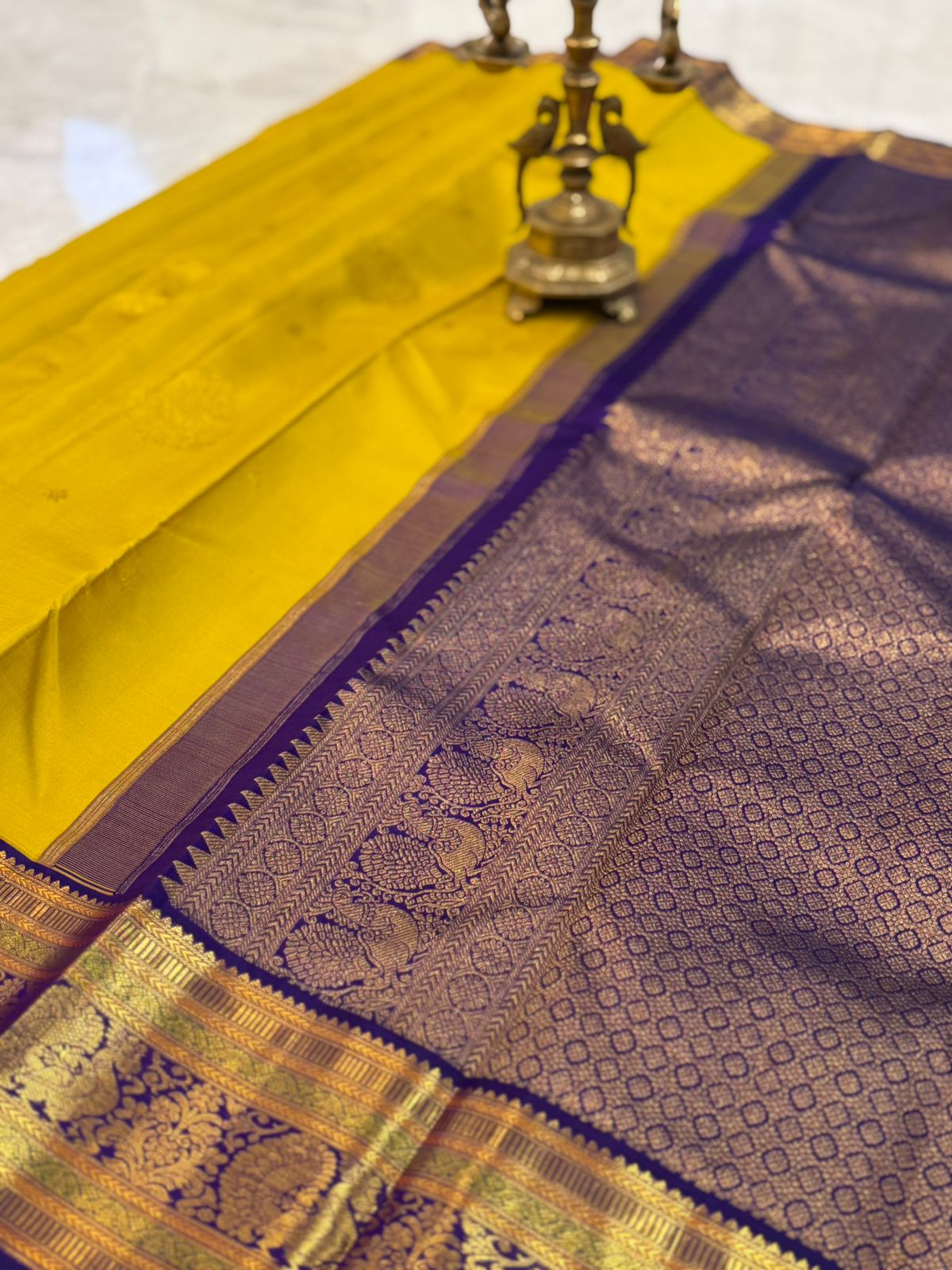 Handwoven Mustard Gold Kanjivaram Saree